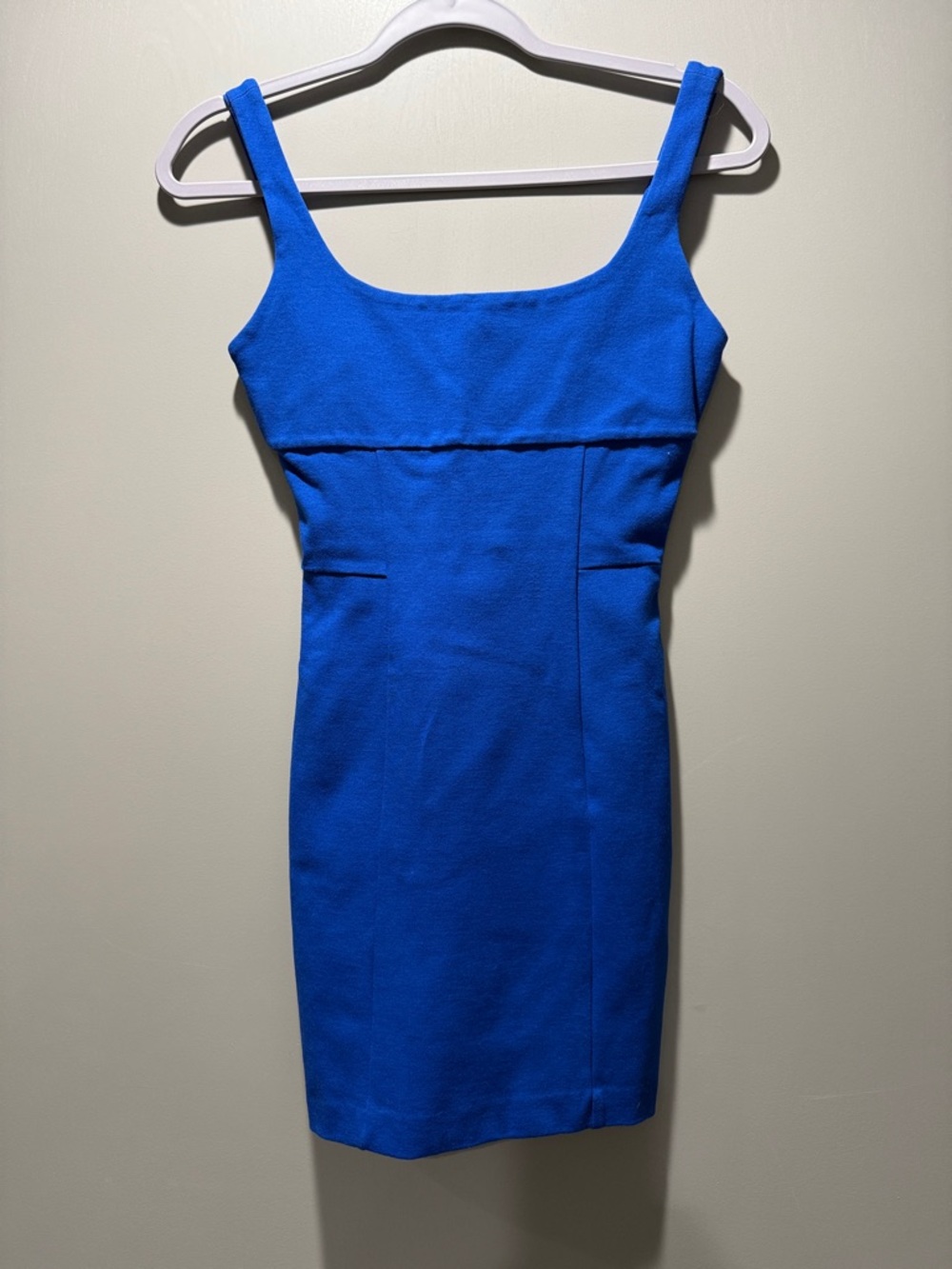 Diane Von Furstenberg Cobalt Blue Square-Neck Mini Dress